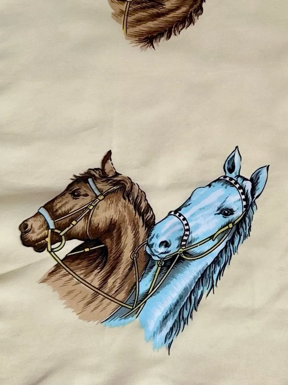 VTG 1960s MCM Equestrian Horse Head Square Scarf Acetate Silk Twill Style Japan